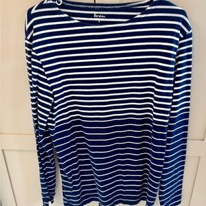 Boden Striped Long Sleeve Top in Navy and White